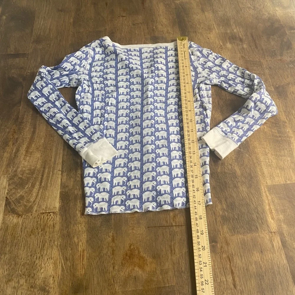 Roberta Roller Rabbit‎ Pajama Top Kids Blue Elephant Print Henley SIZE 8